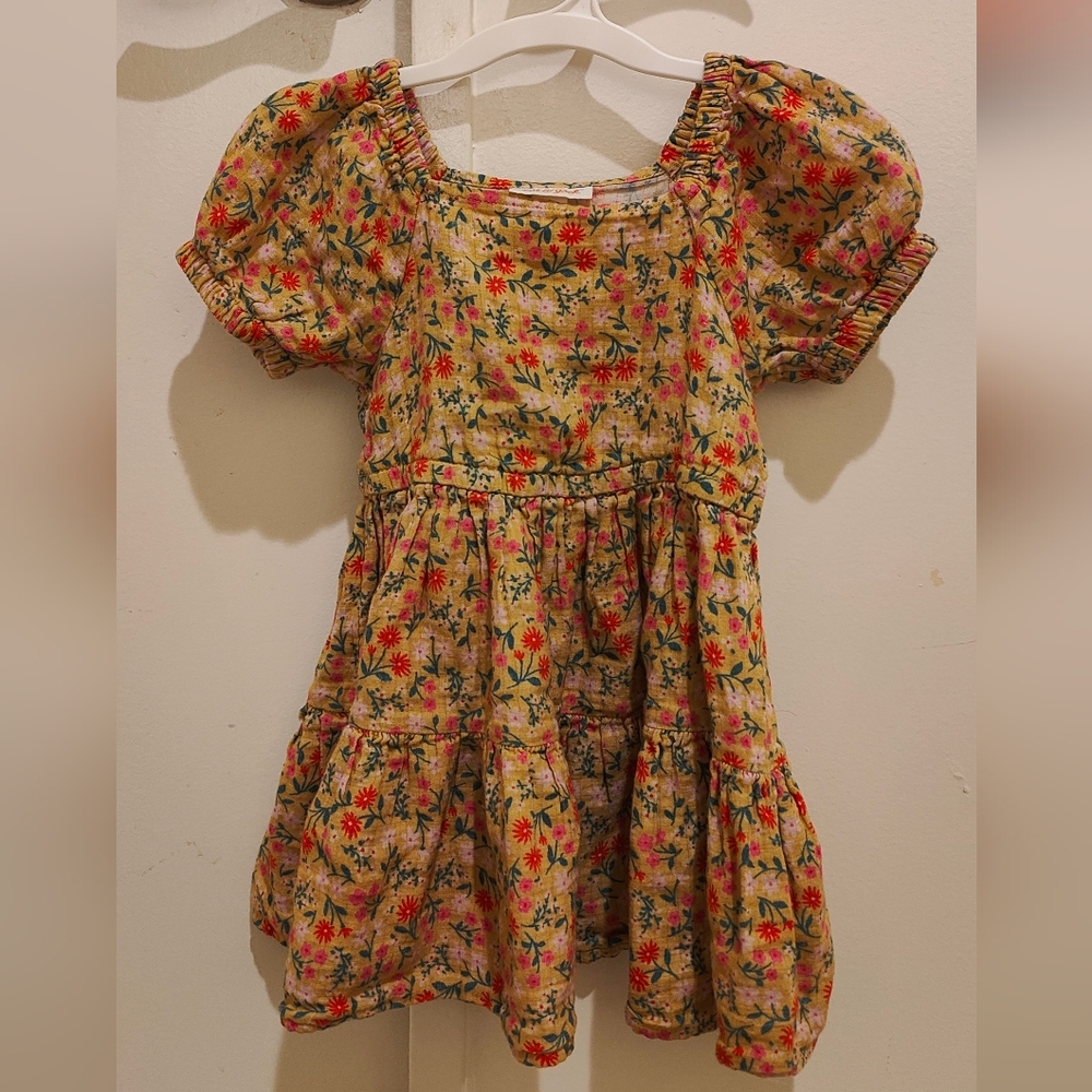 Cat & Jack Floral Puff Sleeve Dress - Multicolor